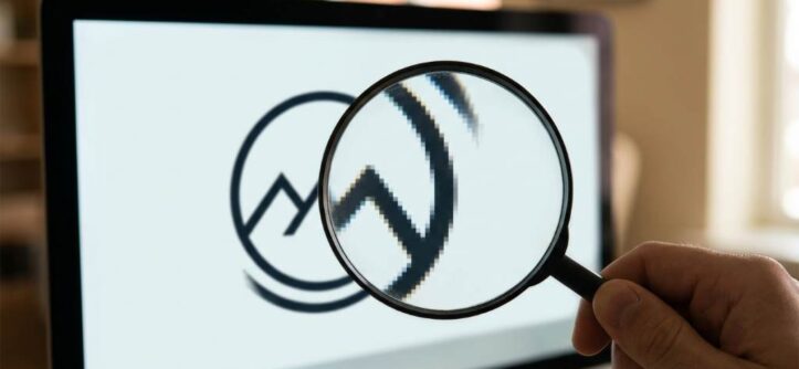 Designer creating a sharp vector logo in Illustrator