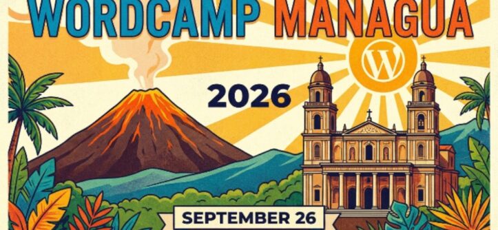 WordCamp Managua 2026 event poster with date September 26