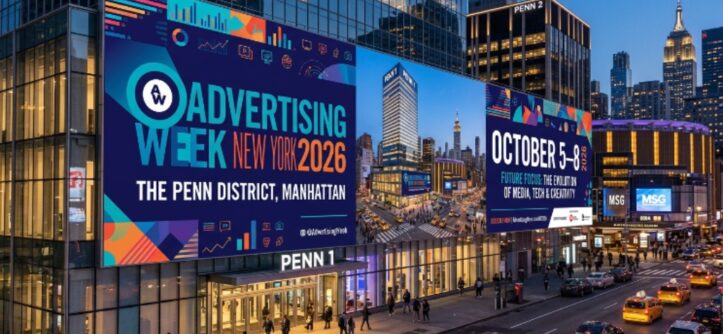 Advertising Week New York 2026 event banner showing The Penn District venue in Manhattan with October 5–8 dates